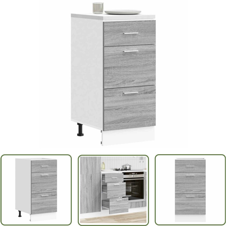 vidaXL Keukenopslag - Onderkasten - Onderkast Lyon 40x46x81,5 cm bewerkt hout grijs sonoma eikenkleurig - Grijze Onderkast - Houten Onderkast - Eiken Kleurige Onderkast vidaXL Keukenopslag - Onderkasten - Onderkast Lyon 40x46x81,5 cm bewerkt hout grijs sonoma eikenkleurig - Grijze Onderkast - Houten Onderkast - Eiken Kleurige Onderkast afbeelding 1