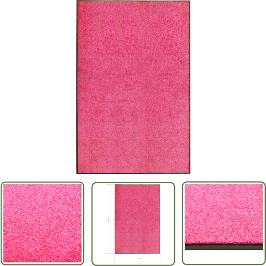The Living Store Deurmat - Binnen- en buitenmat - 180 x 20 cm - Roze - Anti-slip PVC afbeelding 1