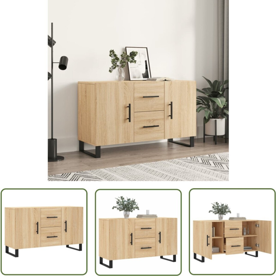 vidaXL Houten Dressoir - Dressoir - Dressoir 100x36x60 cm bewerkt hout sonoma eikenkleurig - Sonoma Eiken - Modern Dressoir - Compact Dressoir vidaXL Houten Dressoir - Dressoir - Dressoir 100x36x60 cm bewerkt hout sonoma eikenkleurig - Sonoma Eiken - Modern Dressoir - Compact Dressoir afbeelding 1