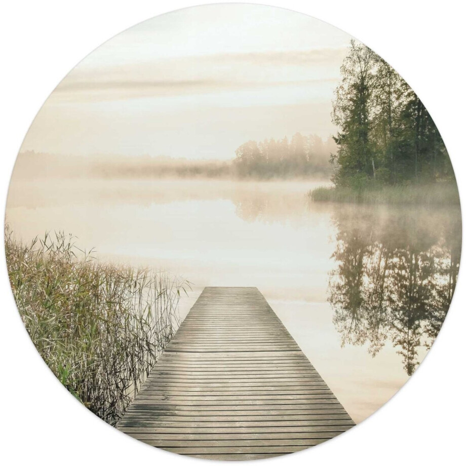 Glasschilderij Ochtendzon bij de pier - Ø 50 - Glas - REINDERS afbeelding 1