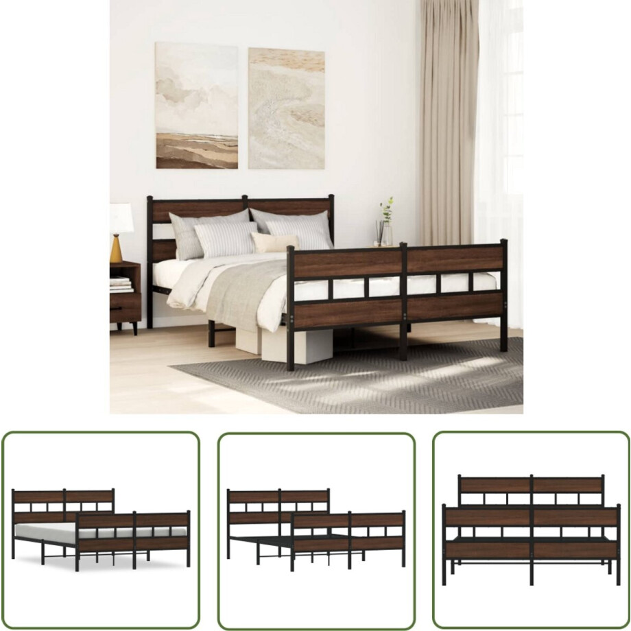 vidaXL Houten Bed - Bedframe - Bedframe met hoofdbord en voetbord zonder matras 140x200 cm - Tweepersoonsbed - Boxspring - Slaapcomfort afbeelding 1