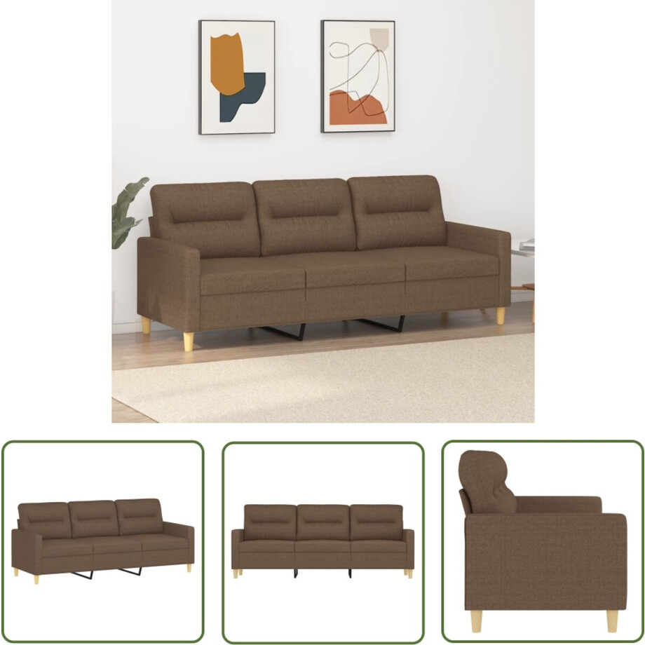 vidaXL 3 Zits Bank - Bruine Bank - Driezitsbank 180 cm stof bruin - Banks Kopen - Lounge Meubels - Salon Meubilair vidaXL 3 Zits Bank - Bruine Bank - Driezitsbank 180 cm stof bruin - Banks Kopen - Lounge Meubels - Salon Meubilair afbeelding 1