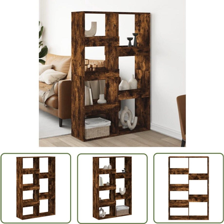 vidaXL Kast - Kamerscherm - kamerscherm 100x33x155,5 cm bewerkt hout gerookt eikenkleurig - Boekenplank - Houten Kast - Gerookte Eiken afbeelding 1