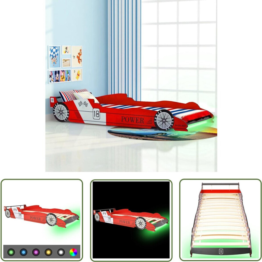 vidaXL Kinderbed - Race Auto Bed - Kinderbed raceauto met LED-verlichting rood 90x200 cm - Kids Bed - Led Verlichting - Rood Bed vidaXL Kinderbed - Race Auto Bed - Kinderbed raceauto met LED-verlichting rood 90x200 cm - Kids Bed - Led Verlichting - Rood Bed afbeelding 1