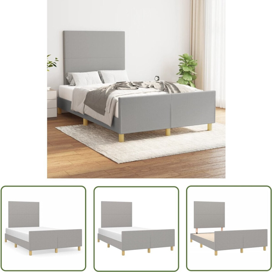 vidaXL Slaapcomfort - Bed Frame - Bedframe zonder matras 120x200 cm stof lichtgrijs - Houten Bed - Tweepersoonsbed - Boxspring Bed afbeelding 1