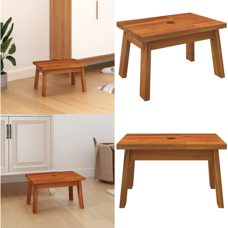 vidaXL Opstapkruk 38x26x22 cm massief acaciahout - Opstapkruk - Opstapkrukken - Opstapkrukje - Krukje afbeelding 1
