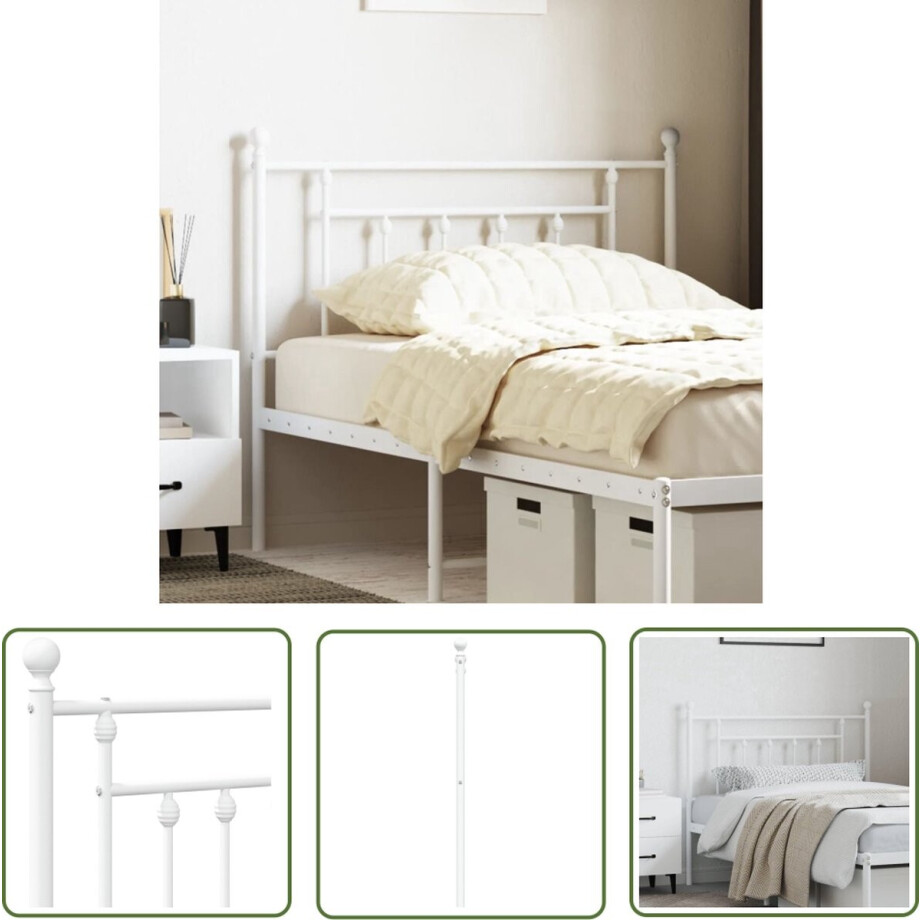 The Living Store Klassiek Hoofdbord - Staal - Wit - 112 x 3 x 97 cm afbeelding 1