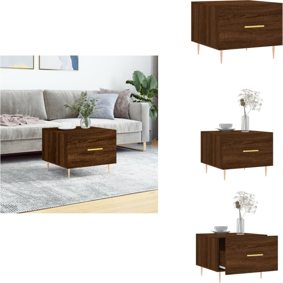 vidaXL Salontafel - Salontafels - Bijzettafel - Banktafel - Salontafel 50x50x40 cm bewerkt hout bruin eikenkleur afbeelding 1