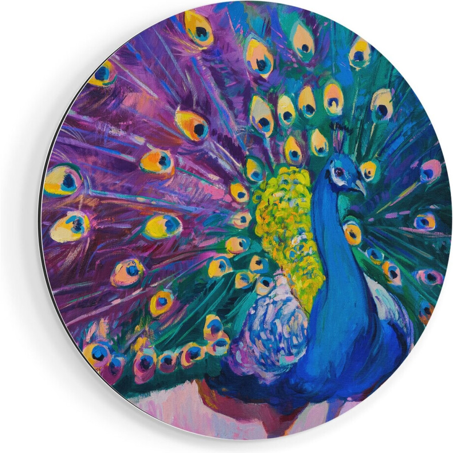 Artaza Dibond Muurcirkel Pauw Met Kleurrijke Veren Van Olieverf - Abstract - Ø 60 cm - Wandcirkel - Rond Schilderij - Voor Binnen en Buiten Artaza Dibond Muurcirkel Pauw Met Kleurrijke Veren Van Olieverf - Abstract - Ø 60 cm - Wandcirkel - Rond Schilderij - Voor Binnen en Buiten afbeelding 1