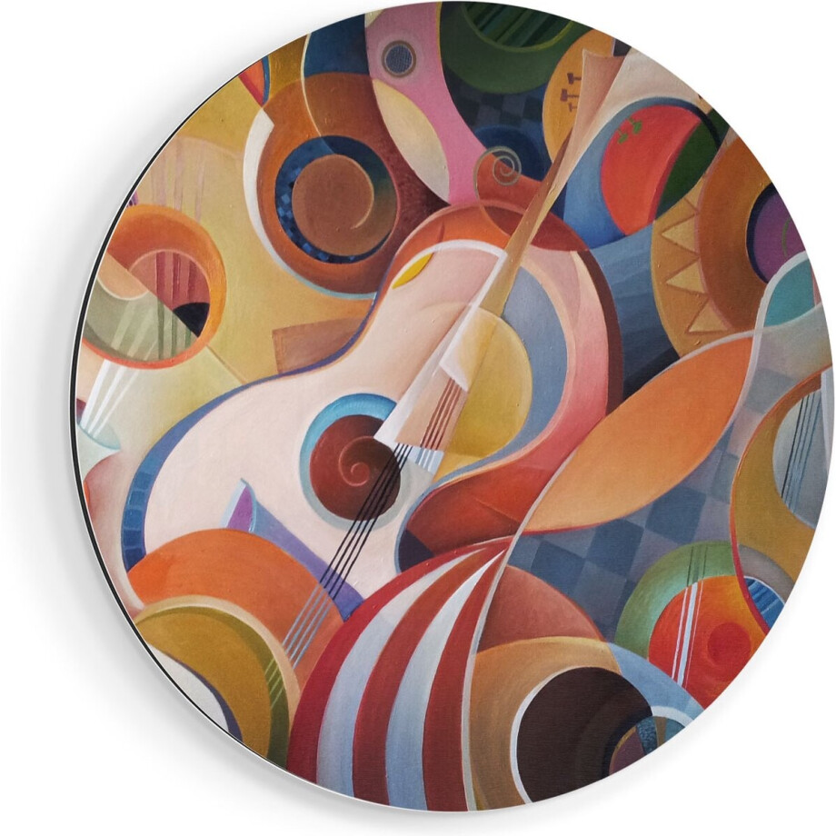 Artaza Dibond Muurcirkel - Kleurrijke Gitaar Achtergrond - Abstract - Ø 90 cm - Groot - Wandcirkel - Rond Schilderij - Voor Binnen en Buiten Artaza Dibond Muurcirkel - Kleurrijke Gitaar Achtergrond - Abstract - Ø 90 cm - Groot - Wandcirkel - Rond Schilderij - Voor Binnen en Buiten afbeelding 1