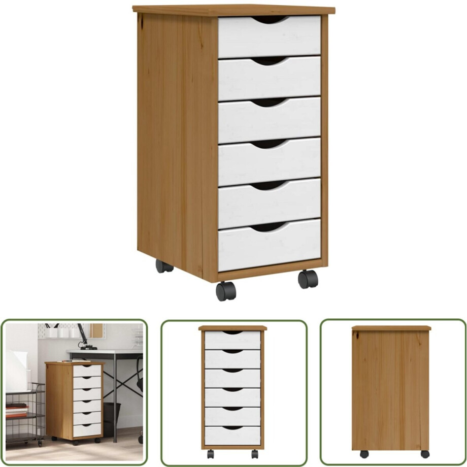 vidaXL Opbergkast - Ladekast - Ladekast MOSS verrijdbaar massief grenenhout honingbruin - Houten Kast - Grenenhouten Kast - Multifunctionele Kast afbeelding 1