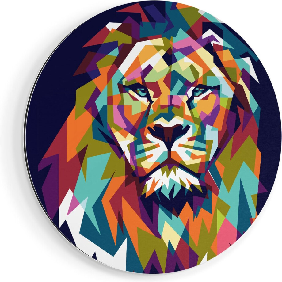 Artaza Dibond Muurcirkel Gekleurde Leeuw - Abstract - In Kleur - Ø 90 cm - Groot - Wandcirkel - Rond Schilderij - Voor Binnen en Buiten Artaza Dibond Muurcirkel Gekleurde Leeuw - Abstract - In Kleur - Ø 90 cm - Groot - Wandcirkel - Rond Schilderij - Voor Binnen en Buiten afbeelding 1