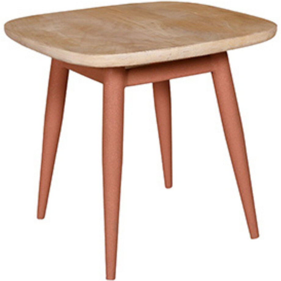 by Mooss - Salontafel - Naturel - Peach - Pink - 45x45 cm - Trendy - Hout - Metaal - Minimalistisch afbeelding 1