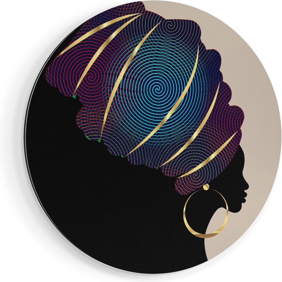Artaza Dibond Muurcirkel - Afrikaanse Vrouw Met Een Tulband - Ø 80 cm - Groot - Wandcirkel - Rond Schilderij - Voor Binnen en Buiten Artaza Dibond Muurcirkel - Afrikaanse Vrouw Met Een Tulband - Ø 80 cm - Groot - Wandcirkel - Rond Schilderij - Voor Binnen en Buiten afbeelding 1