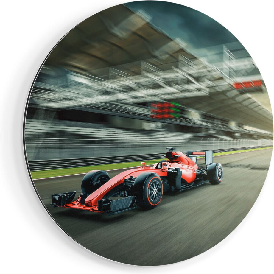 Artaza Dibond Muurcirkel Formule 1 Auto bij de Finish in het Rood - Ø 90 cm - Groot - Wandcirkel - Rond Schilderij - Voor Binnen en Buiten Artaza Dibond Muurcirkel Formule 1 Auto bij de Finish in het Rood - Ø 90 cm - Groot - Wandcirkel - Rond Schilderij - Voor Binnen en Buiten afbeelding 1