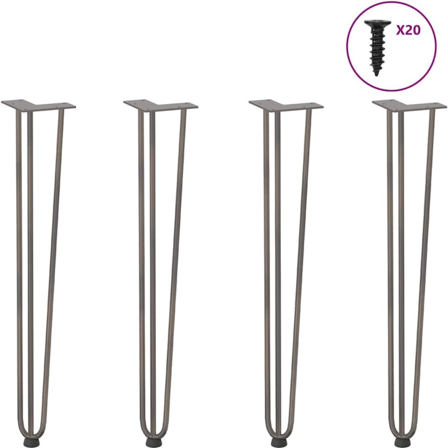 vidaXL - Haarnadelpoten - voor - console - tafel - 4 - st - 72 - cm - massief - staal - naturel afbeelding 1