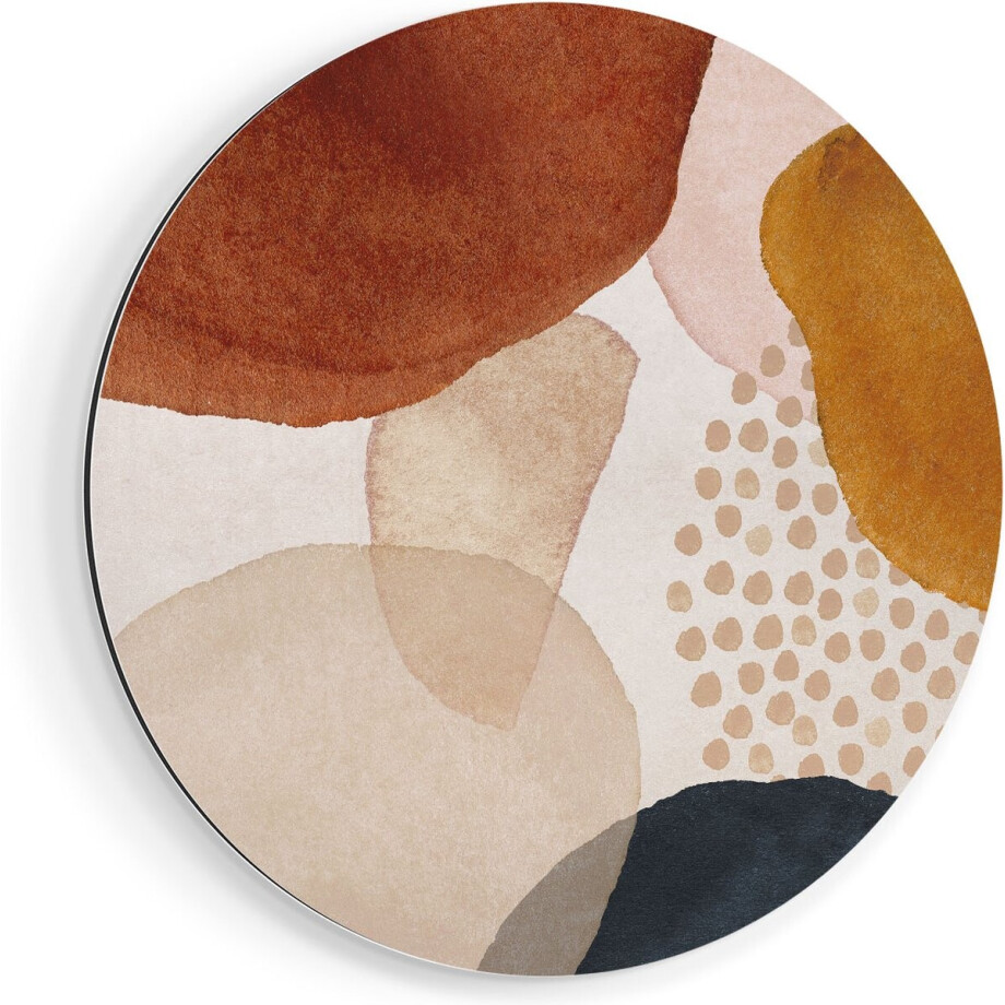 Artaza Dibond Muurcirkel Abstracte Kunst van Cirkels  - Ø 40 cm - Klein - Wandcirkel - Rond Schilderij - Voor Binnen en Buiten afbeelding 1