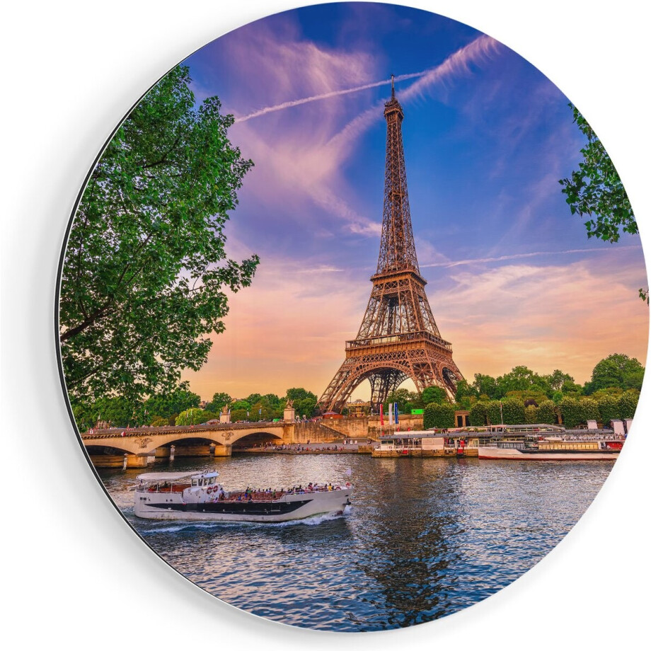 Artaza Dibond Muurcirkel Eiffeltoren In Parijs Aan Het Water - Kleur - Ø 40 cm - Klein - Wandcirkel - Rond Schilderij - Voor Binnen en Buiten Artaza Dibond Muurcirkel Eiffeltoren In Parijs Aan Het Water - Kleur - Ø 40 cm - Klein - Wandcirkel - Rond Schilderij - Voor Binnen en Buiten afbeelding 1
