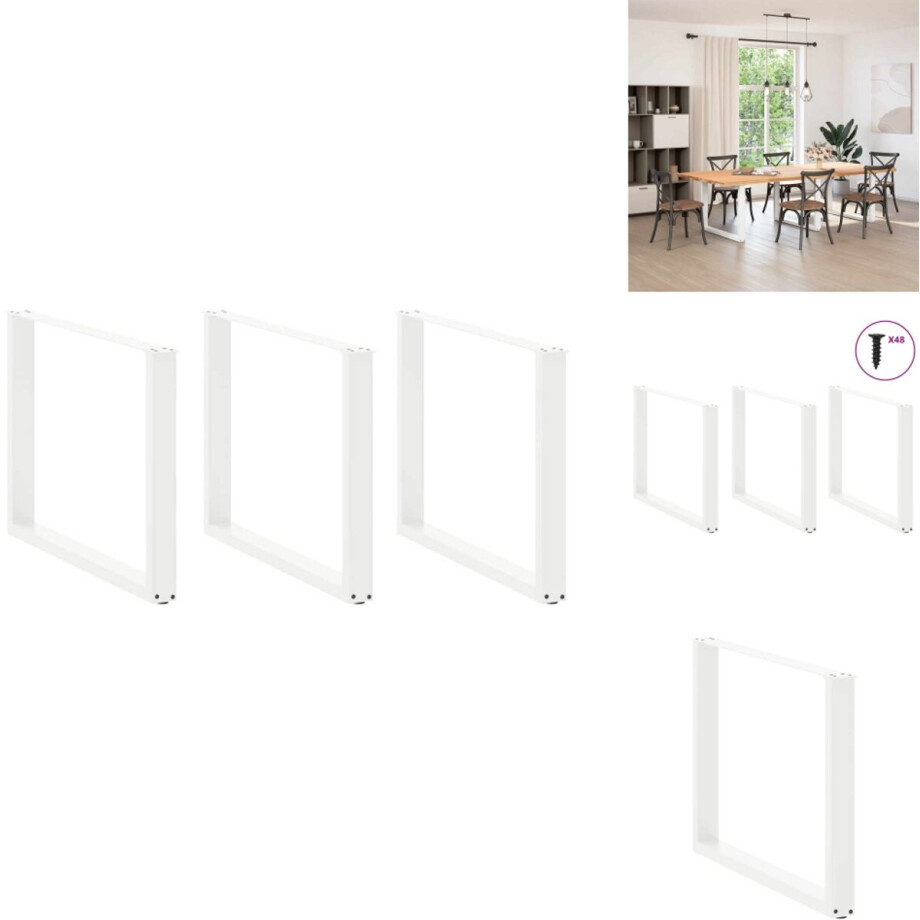 vidaXL Eettafelpoot - Eettafelpoten - Tafelpoot - Meubeltafelpoot - Eettafelpoten 2 st U-vormig 100x(72-73) cm staal wit afbeelding 1