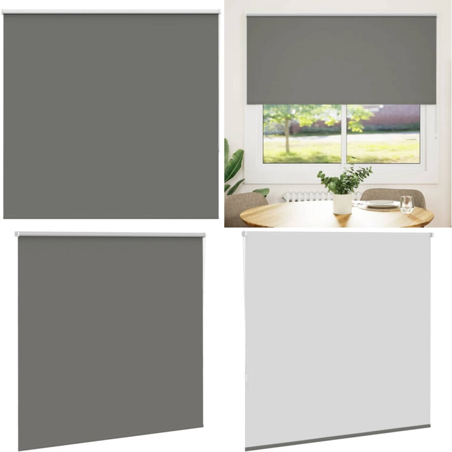 vidaXL Rolgordijn verduisterend 145x175 cm stofbreedte 141,6 cm grijs - Rolgordijn - Rolgordijnen - Dag- En Nachtgordijn - Verduisterend Rolgordijn afbeelding 1