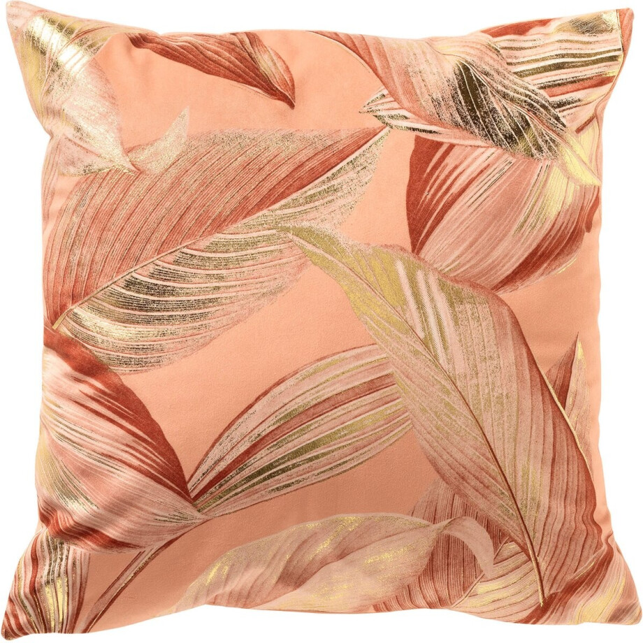 Dutch Decor MAYSA - kussenhoes 45x45 cm - bladmotief - Peach Bloom - roze, goud, oranje - met rits - zonder binnenkussen Dutch Decor MAYSA - kussenhoes 45x45 cm - bladmotief - Peach Bloom - roze, goud, oranje - met rits - zonder binnenkussen afbeelding 1
