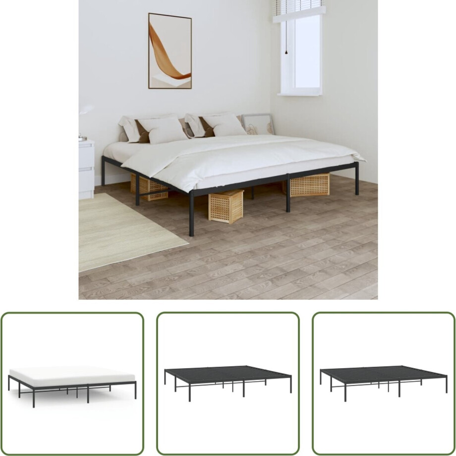 vidaXL Metalen Bedframe - Klassieke Bed Frame - Bedframe metaal zwart 200x200 cm - Staal Bedframe - Boxspring Bed - Tweepersoons Bed vidaXL Metalen Bedframe - Klassieke Bed Frame - Bedframe metaal zwart 200x200 cm - Staal Bedframe - Boxspring Bed - Tweepersoons Bed afbeelding 1