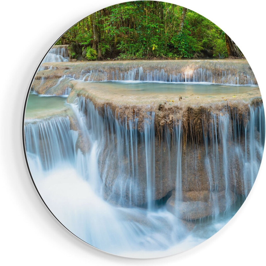 Artaza Dibond Muurcirkel Waterval In Het Bos In Thailand - Ø 80 cm - Groot - Wandcirkel - Rond Schilderij - Voor Binnen en Buiten Artaza Dibond Muurcirkel Waterval In Het Bos In Thailand - Ø 80 cm - Groot - Wandcirkel - Rond Schilderij - Voor Binnen en Buiten afbeelding 1