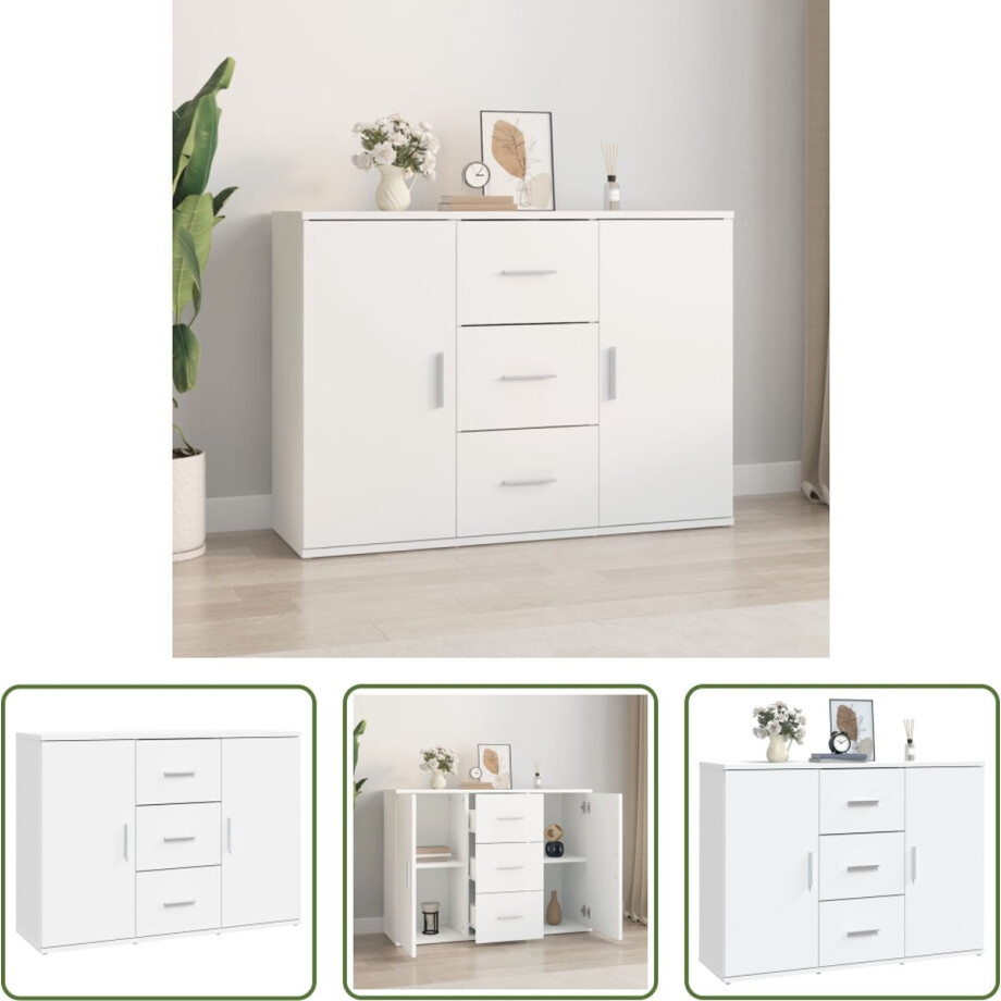 The Living Store Dressoir - Minimalistisch - Meubelen - 91 x 29.5 x 65 cm - Wit The Living Store Dressoir - Minimalistisch - Meubelen - 91 x 29.5 x 65 cm - Wit afbeelding 1