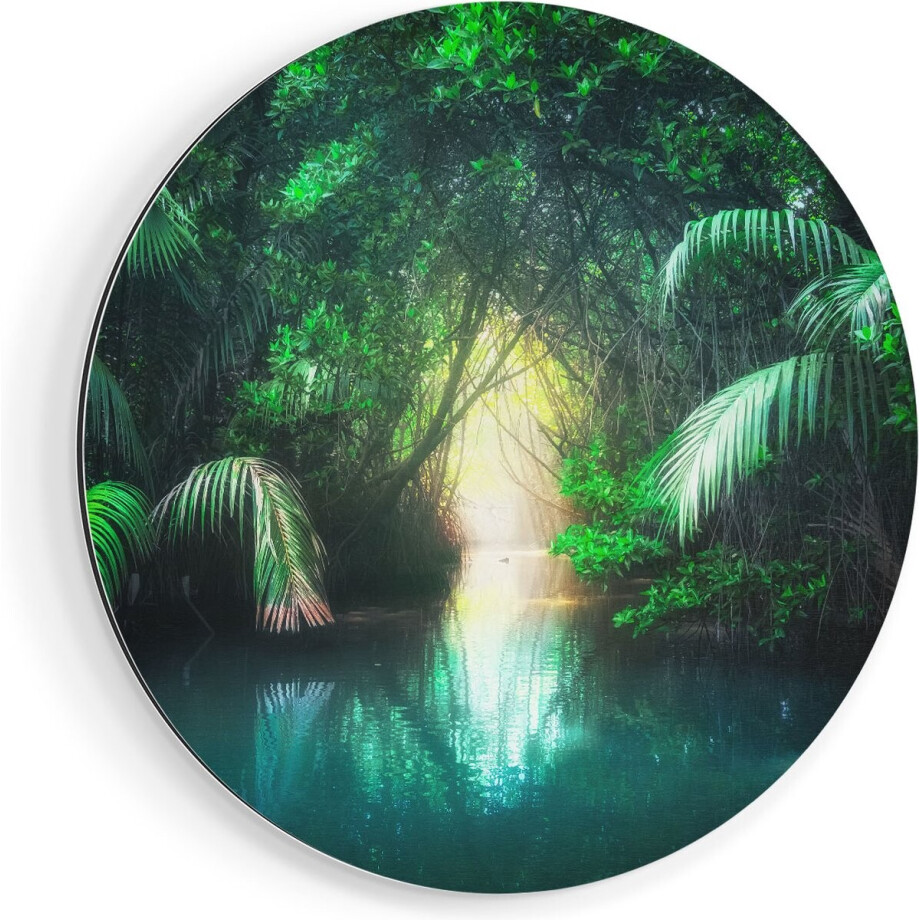 Artaza Dibond Muurcirkel Tropische Jungle Met Een Turquoise Meer - Ø 90 cm - Groot - Wandcirkel - Rond Schilderij - Voor Binnen en Buiten Artaza Dibond Muurcirkel Tropische Jungle Met Een Turquoise Meer - Ø 90 cm - Groot - Wandcirkel - Rond Schilderij - Voor Binnen en Buiten afbeelding 1