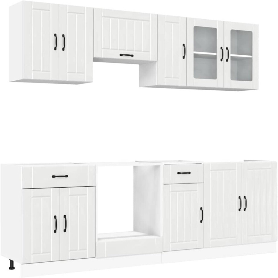 vidaXL - 8-delige - Keukenkastenset - Lucca - bewerkt - hout - glanzend - wit afbeelding 1