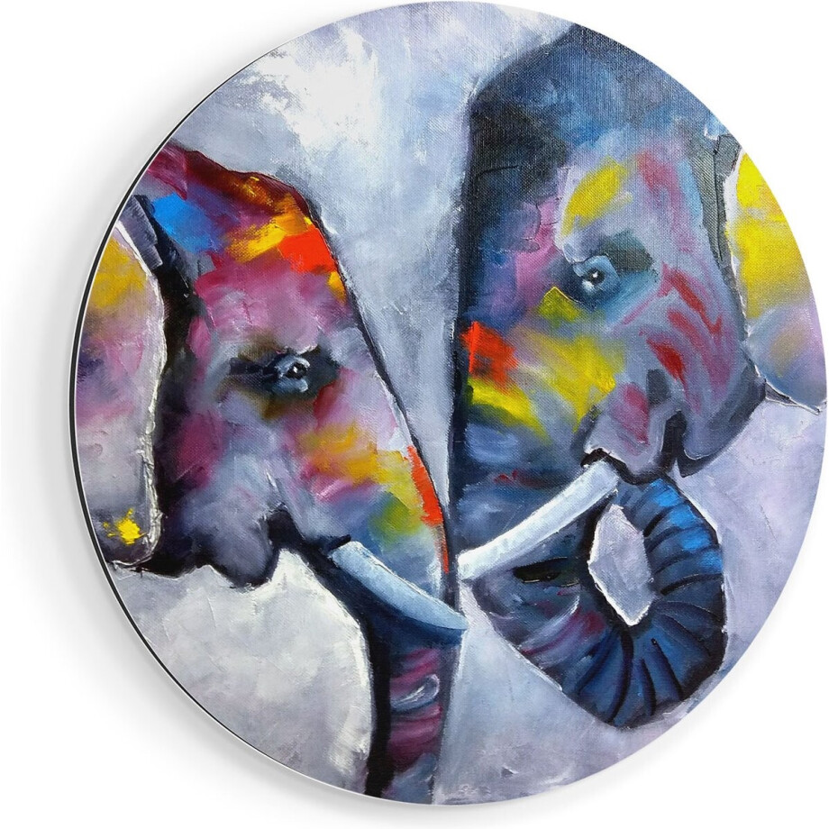 Artaza Dibond Muurcirkel Twee Getekende Olifanten - Abstract - Ø 70 cm - Wandcirkel - Rond Schilderij - Voor Binnen en Buiten Artaza Dibond Muurcirkel Twee Getekende Olifanten - Abstract - Ø 70 cm - Wandcirkel - Rond Schilderij - Voor Binnen en Buiten afbeelding 1