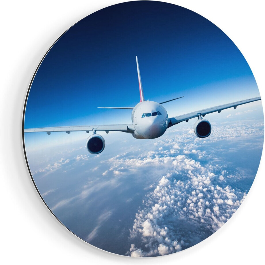 Artaza Dibond Muurcirkel Vliegtuig In De Wolken - Ø 60 cm - Wandcirkel - Rond Schilderij - Voor Binnen en Buiten Artaza Dibond Muurcirkel Vliegtuig In De Wolken - Ø 60 cm - Wandcirkel - Rond Schilderij - Voor Binnen en Buiten afbeelding 1