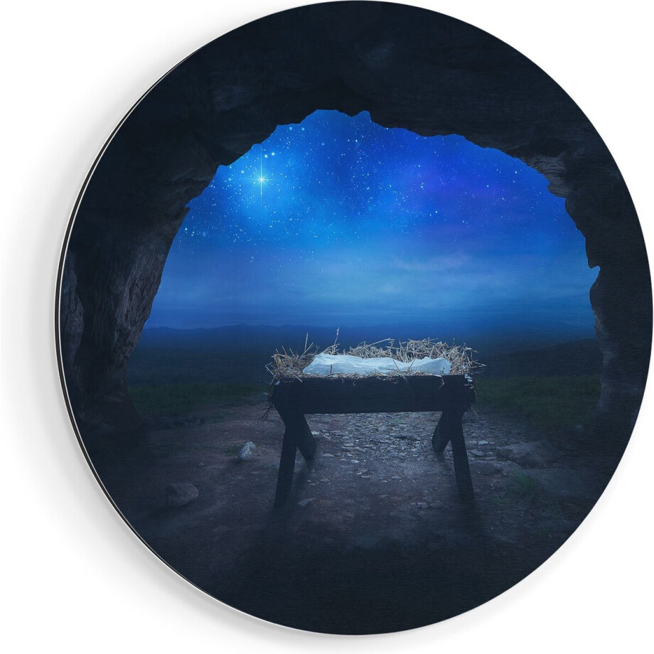 Artaza Dibond Muurcirkel Kribbe in een Grot onder de Ster Van Bethlehem - Ø 60 cm - Wandcirkel - Rond Schilderij - Voor Binnen en Buiten Artaza Dibond Muurcirkel Kribbe in een Grot onder de Ster Van Bethlehem - Ø 60 cm - Wandcirkel - Rond Schilderij - Voor Binnen en Buiten afbeelding 1