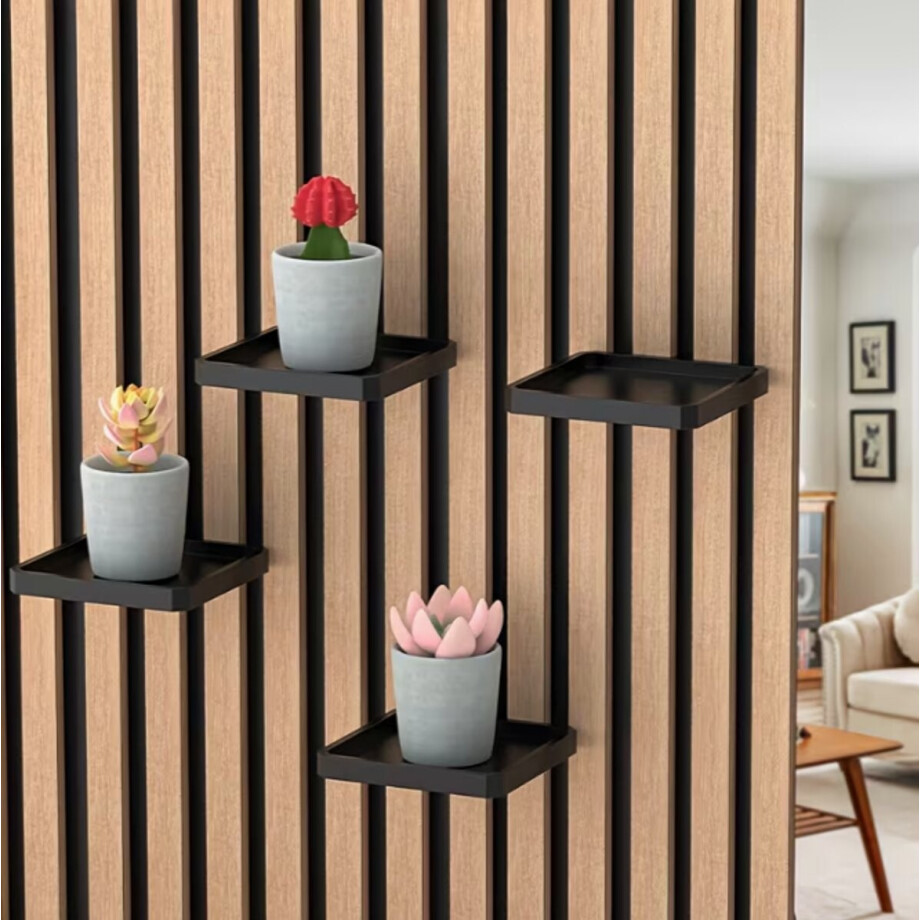 Telestore - 1x stuk - vierkant Plateau voor akoestisch wandpaneel - Niet Boren! Geen schroeven - Ring voor Lattenwand - Akupanel - Akoestische panelen - Inwendig schroefdraad - 13 tot 15 mm ruimte tussen de latten afbeelding 1