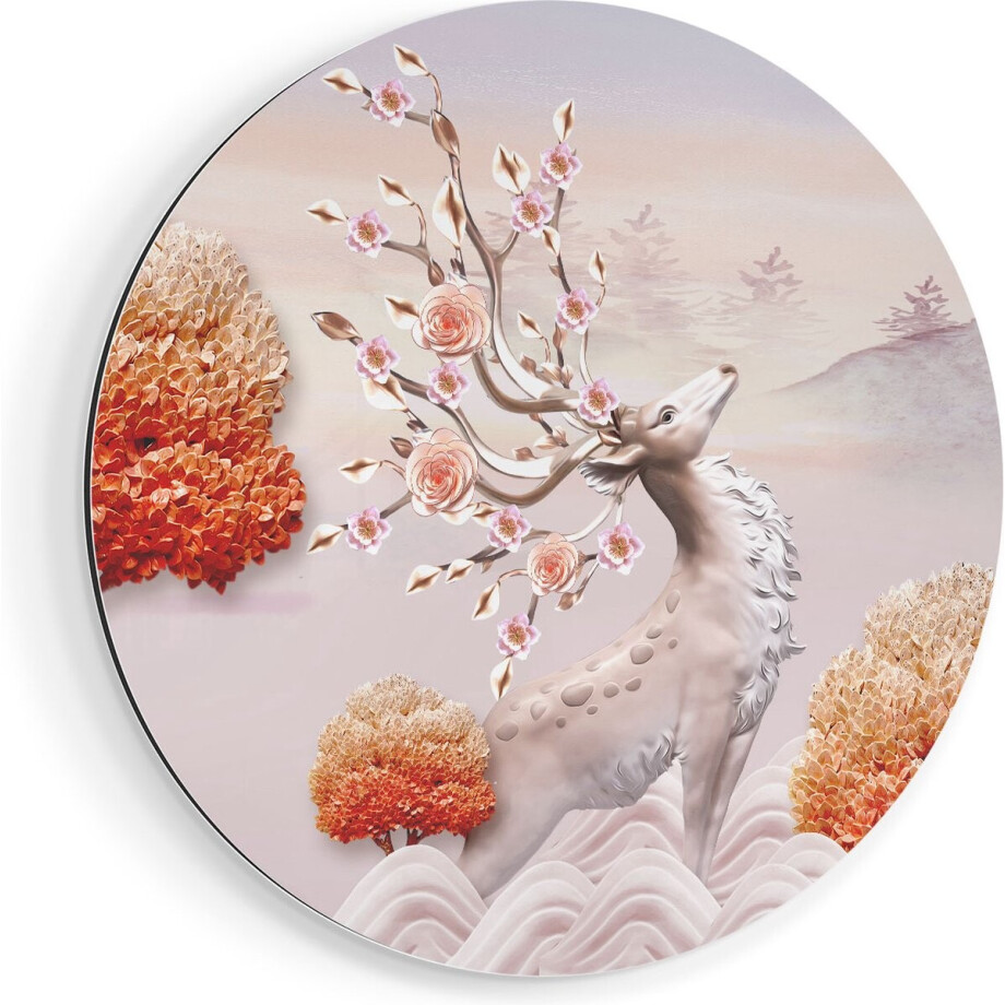 Artaza Dibond Muurcirkel 3D Illustratie Hert - Abstract - Ø 40 cm - Klein - Wandcirkel - Rond Schilderij - Voor Binnen en Buiten Artaza Dibond Muurcirkel 3D Illustratie Hert - Abstract - Ø 40 cm - Klein - Wandcirkel - Rond Schilderij - Voor Binnen en Buiten afbeelding 1