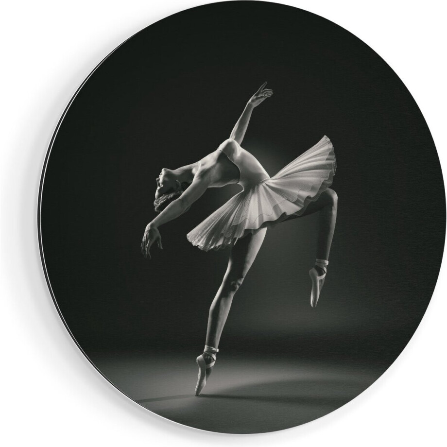 Artaza Dibond Muurcirkel Ballerina op Haar Tenen - Ballet - Zwart Wit - Ø 90 cm - Groot - Wandcirkel - Rond Schilderij - Voor Binnen en Buiten Artaza Dibond Muurcirkel Ballerina op Haar Tenen - Ballet - Zwart Wit - Ø 90 cm - Groot - Wandcirkel - Rond Schilderij - Voor Binnen en Buiten afbeelding 1