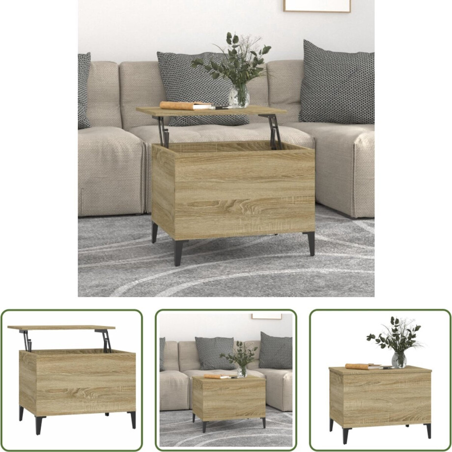 The Living Store Salontafel Lift Top - Sonoma Eiken - 60 x 44.5 x 45 cm - Duurzaam materiaal The Living Store Salontafel Lift Top - Sonoma Eiken - 60 x 44.5 x 45 cm - Duurzaam materiaal afbeelding 1