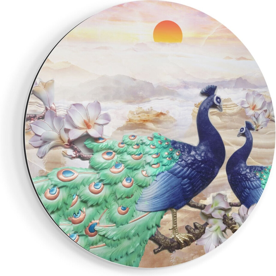 Artaza Dibond Muurcirkel Twee Pauwen Bij Elkaar Met Bloemen - Liefde - Ø 50 cm - Klein - Wandcirkel - Rond Schilderij - Voor Binnen en Buiten Artaza Dibond Muurcirkel Twee Pauwen Bij Elkaar Met Bloemen - Liefde - Ø 50 cm - Klein - Wandcirkel - Rond Schilderij - Voor Binnen en Buiten afbeelding 1