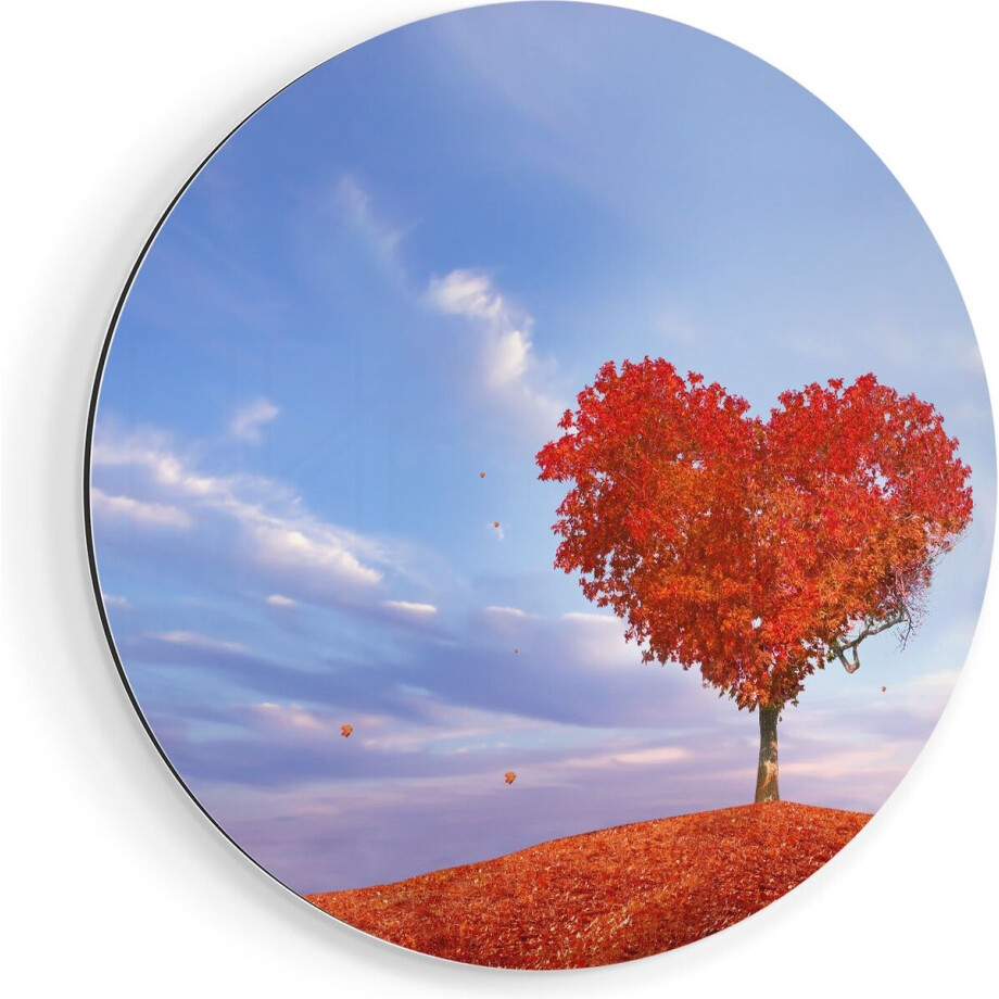 Artaza Dibond Muurcirkel Rode Liefde Boom In Een Hart Vorm - Ø 90 cm - Groot - Wandcirkel - Rond Schilderij - Voor Binnen en Buiten Artaza Dibond Muurcirkel Rode Liefde Boom In Een Hart Vorm - Ø 90 cm - Groot - Wandcirkel - Rond Schilderij - Voor Binnen en Buiten afbeelding 1