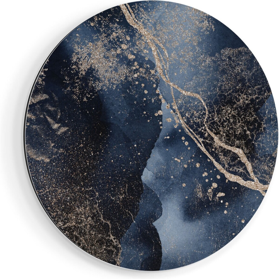 Artaza Dibond Muurcirkel Abstracte Kunst - Zwarte Marmer met Gloed - Ø 70 cm - Wandcirkel - Rond Schilderij - Voor Binnen en Buiten afbeelding 1