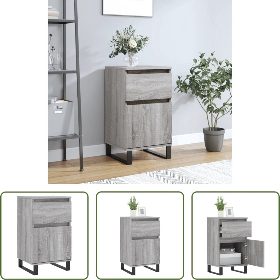 The Living Store Dressoir Modern Grijs Sonoma Eiken - 40 x 35 x 70 cm - Met opbergruimte en displayfunctie - Duurzaam materiaal en ijzeren poten - Montage vereist - The Living Store The Living Store Dressoir Modern Grijs Sonoma Eiken - 40 x 35 x 70 cm - Met opbergruimte en displayfunctie - Duurzaam materiaal en ijzeren poten - Montage vereist - The Living Store afbeelding 1