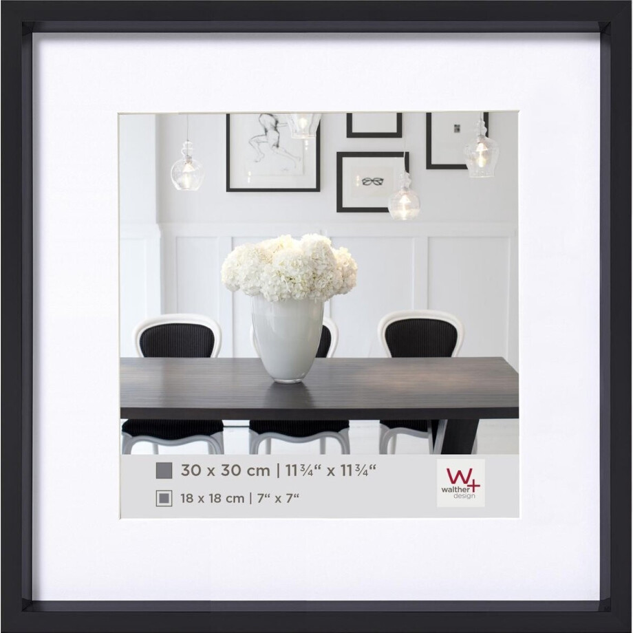 Walther Steel Style - Kunststof lijst - Fotoformaat 30x30cm - Zwart Walther Steel Style - Kunststof lijst - Fotoformaat 30x30cm - Zwart afbeelding 1