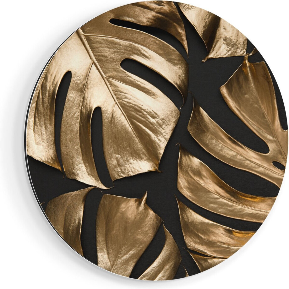 Artaza Dibond Muurcirkel - Gouden Bladeren - Ø 80 cm - Groot - Wandcirkel - Rond Schilderij - Voor Binnen en Buiten Artaza Dibond Muurcirkel - Gouden Bladeren - Ø 80 cm - Groot - Wandcirkel - Rond Schilderij - Voor Binnen en Buiten afbeelding 1