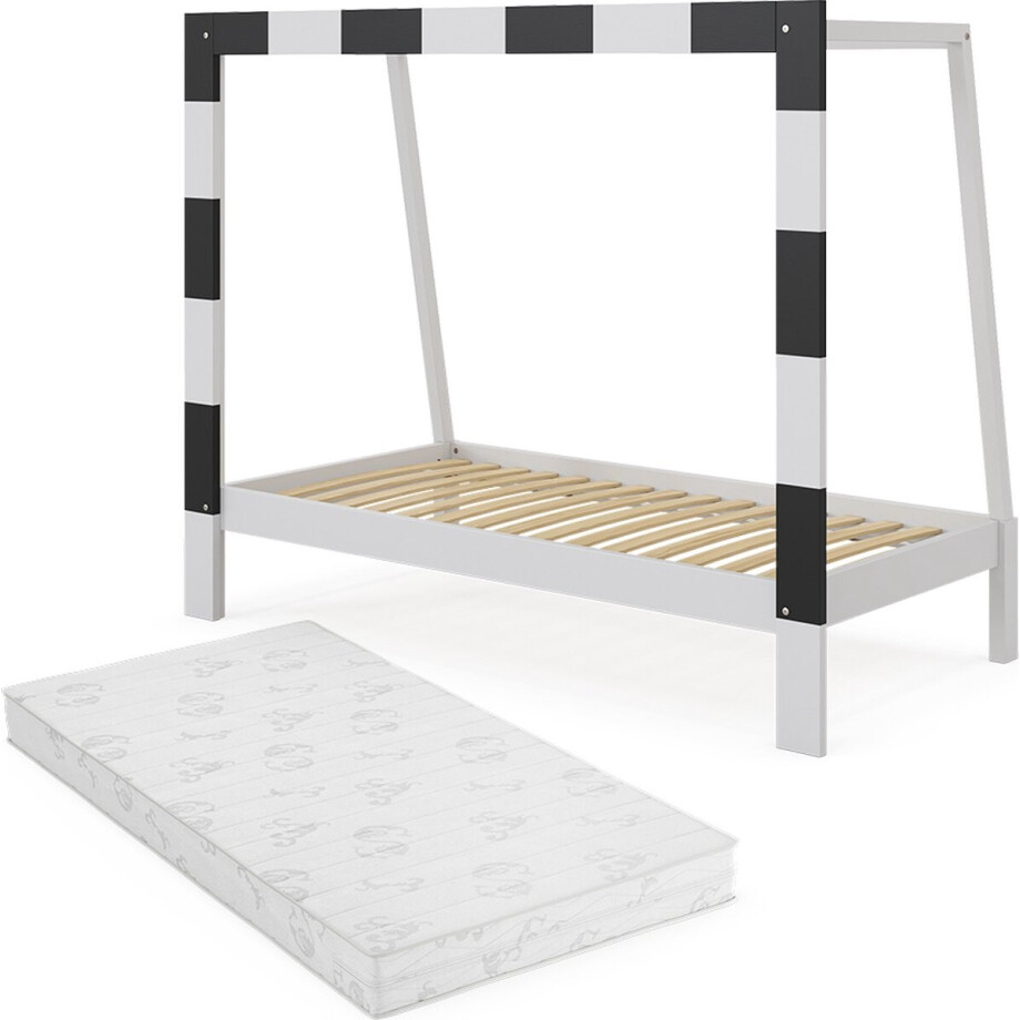 Vitalispa Voetbaldoel Kinderbed – 80x160 cm met matras Wit Vitalispa Voetbaldoel Kinderbed – 80x160 cm met matras Wit afbeelding 1