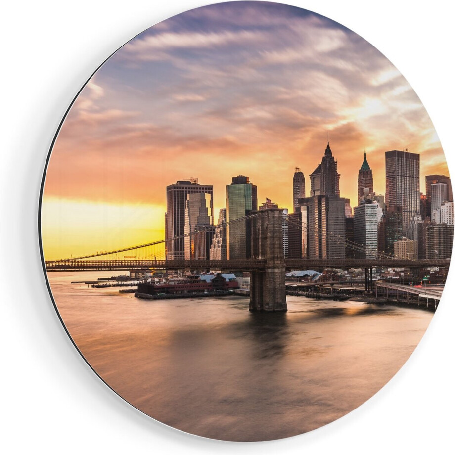 Artaza Dibond Muurcirkel Brooklyn Bridge Brug In New York - Ø 60 cm - Wandcirkel - Rond Schilderij - Voor Binnen en Buiten Artaza Dibond Muurcirkel Brooklyn Bridge Brug In New York - Ø 60 cm - Wandcirkel - Rond Schilderij - Voor Binnen en Buiten afbeelding 1