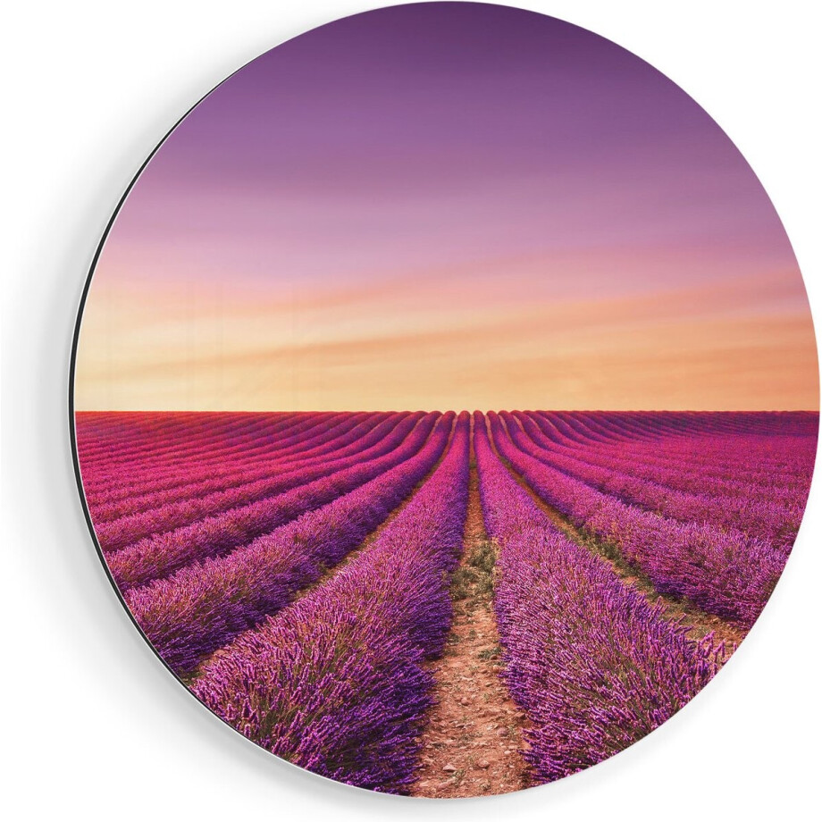 Artaza Dibond Muurcirkel Paarse Lavendel Bloemenveld - Ø 40 cm - Klein - Wandcirkel - Rond Schilderij - Voor Binnen en Buiten Artaza Dibond Muurcirkel Paarse Lavendel Bloemenveld - Ø 40 cm - Klein - Wandcirkel - Rond Schilderij - Voor Binnen en Buiten afbeelding 1
