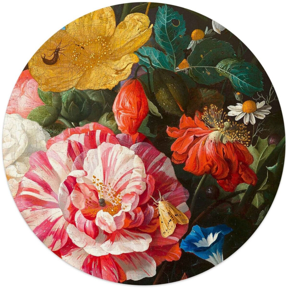 Glasschilderij De Heem Nature Morte avec des Fleurs - Ø 50 - Glas - REINDERS afbeelding 1