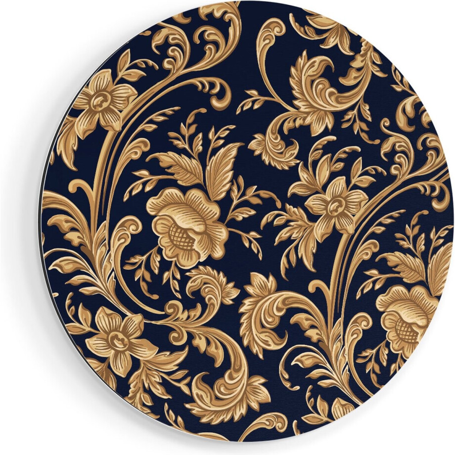 Artaza Dibond Muurcirkel Decoratieve Gouden Bloemen Achtergrond - Ø 50 cm - Klein - Wandcirkel - Rond Schilderij - Voor Binnen en Buiten Artaza Dibond Muurcirkel Decoratieve Gouden Bloemen Achtergrond - Ø 50 cm - Klein - Wandcirkel - Rond Schilderij - Voor Binnen en Buiten afbeelding 1