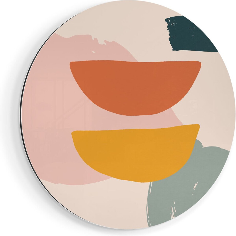 Artaza Dibond Muurcirkel Abstracte Kunst in Scandinavische Stijl - Ø 40 cm - Klein - Wandcirkel - Rond Schilderij - Voor Binnen en Buiten afbeelding 1