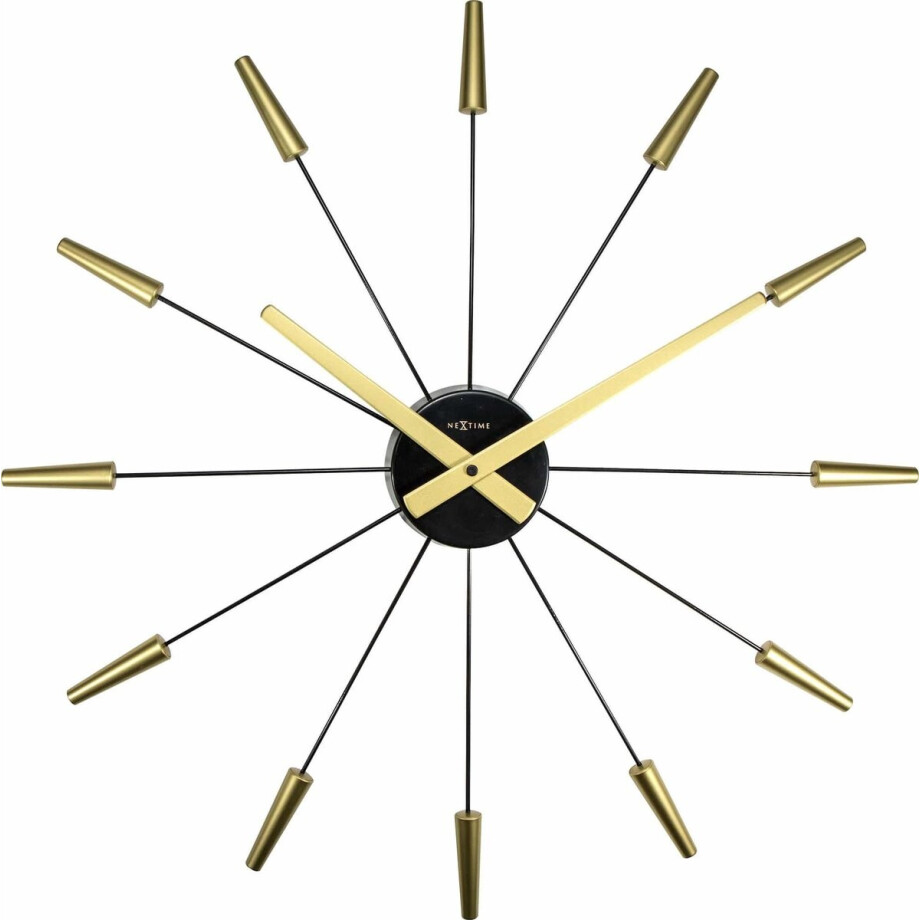 NeXtime - Wandklok - Stil - 58 cm - Design - Metaal - Goud - 'Plug Inn' afbeelding 1